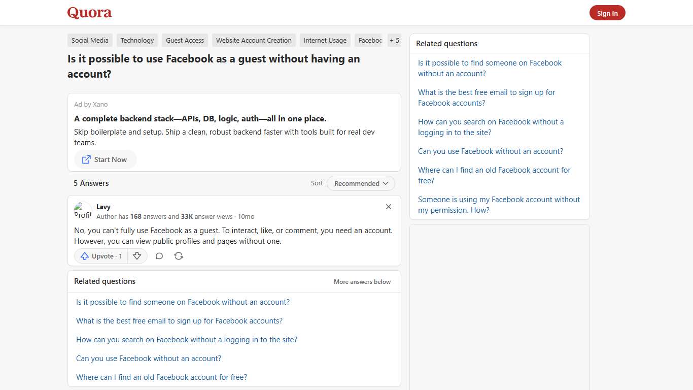 Is it possible to use Facebook as a guest without having an account? - Quora